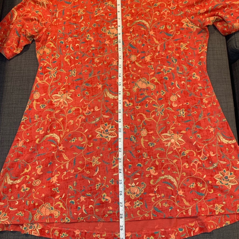 Peruvian Connection Artemis Tunic Shirt Women’s Size Large Floral Short Sleeve - Picture 7 of 9